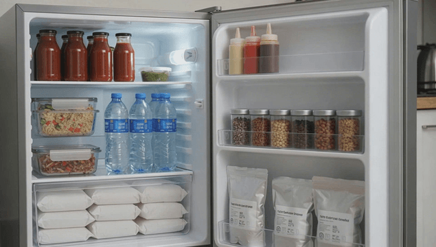 Well-organized refrigerator with various items