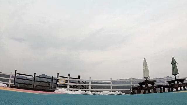 Drone flying over a cloudy sky
