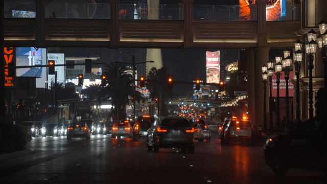 Night traffic in a bustling city