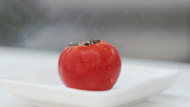 Fresh tomato on a white plate