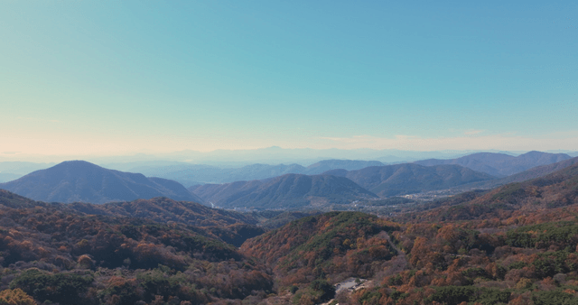 Expansive view of mountains in autumn