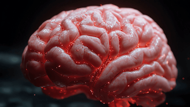 Detailed view of a human brain model