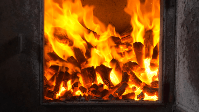Wood burning inside brazier