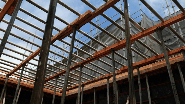 Construction site with scaffolding