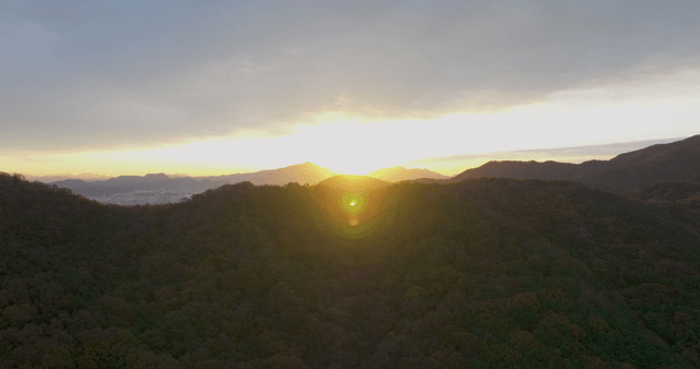 Sunrise over a mountain landscape