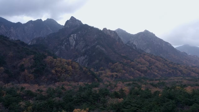 가을 단풍이 든 장엄한 산