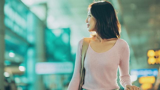 Woman walking in an airport