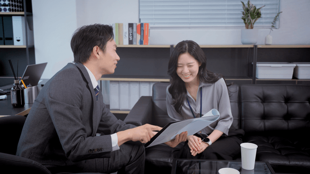 Office meeting with a focused discussion