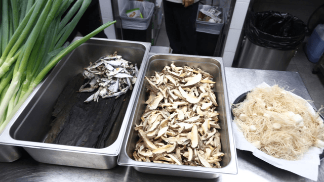 Broth ingredients prepared on kitchen counter