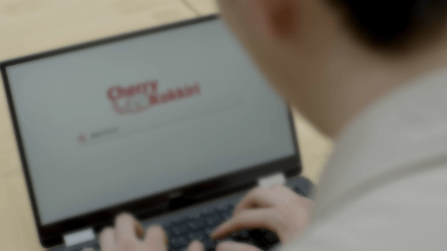 Person working on a laptop at a desk