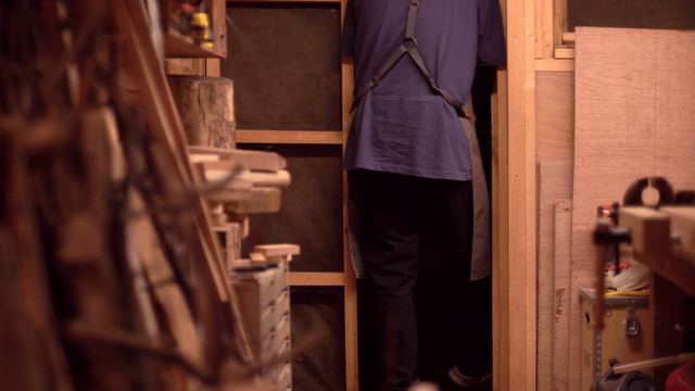 Person working in a wood workshop