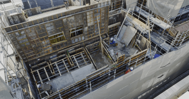 Construction workers on a building site