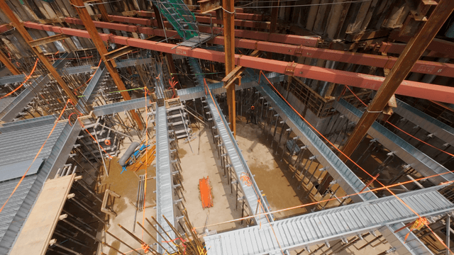 Construction site with steel framework
