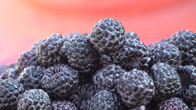 Fresh black raspberries in a basket