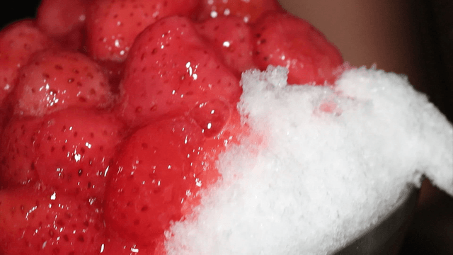 Strawberries on shaved ice dessert