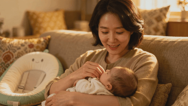 Mother lovingly holding her baby