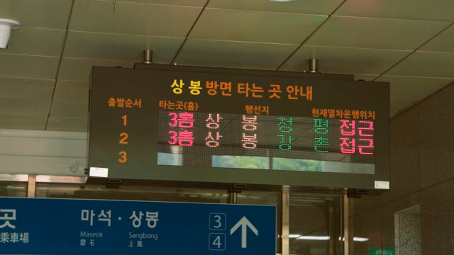 Train schedule display at a station