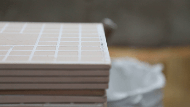 Stack of tiles in a workshop