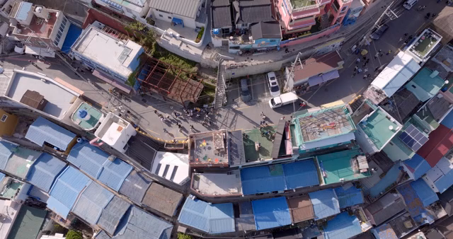 Colorful rooftops in a vibrant area
