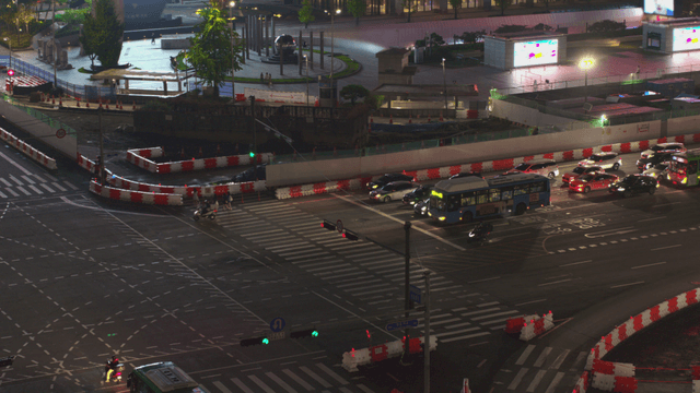 Busy multi-lane intersection