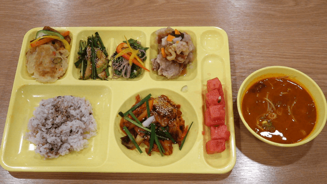 Korean meal tray with assorted side dishes