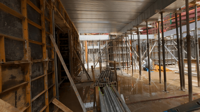 Inside a building under construction