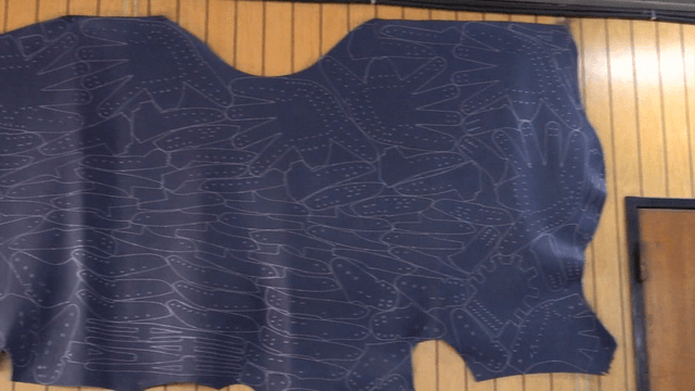 Patterned leather on wall beside calendar