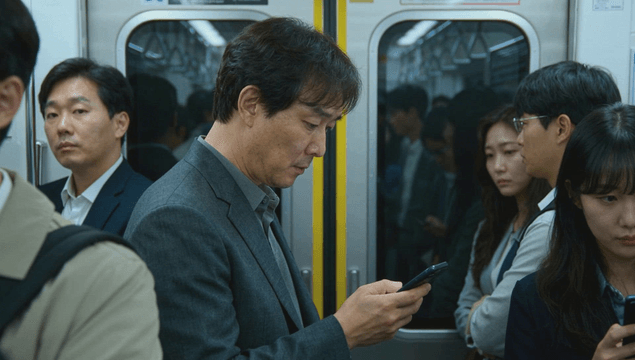 Commuters on a subway train
