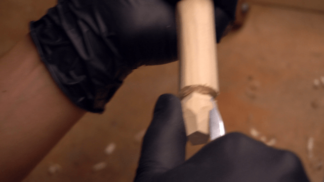 Carving wood with precision and care