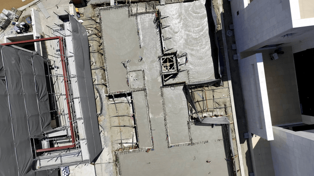 Construction site with poured concrete