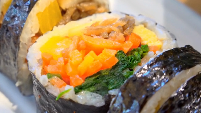 Colorful gimbap with various fillings