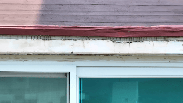 Close-up of a building facade with windows