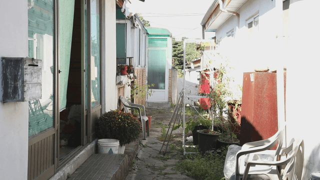Quiet alley between residential houses