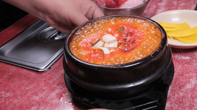 Korean jjigae served on a table
