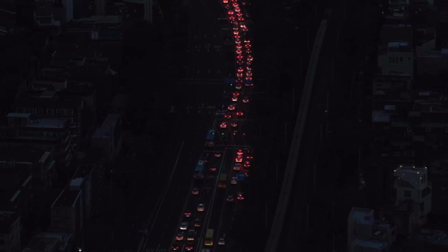 Night traffic on a busy city highway