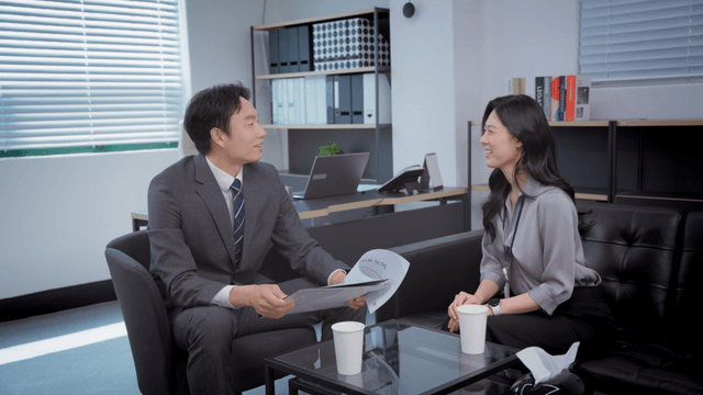 Office meeting with a focused discussion