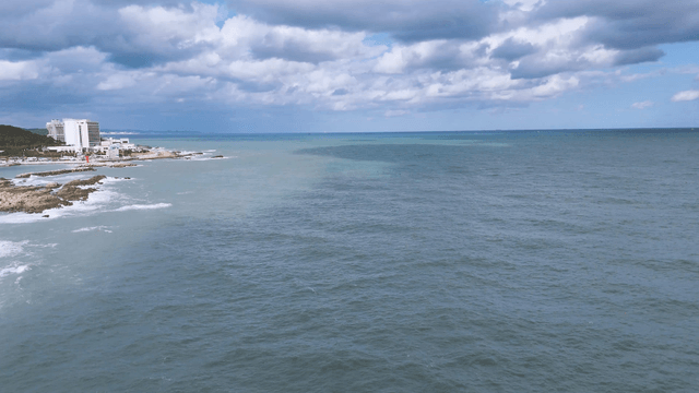 Coastal temple with ocean waves