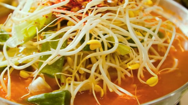 Korean bean sprout soup in a pot