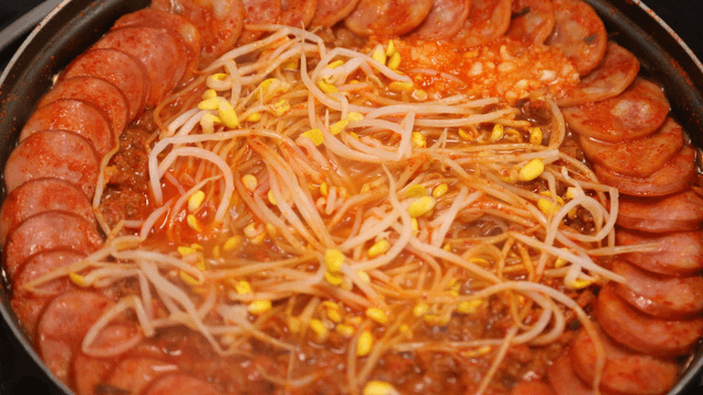 Budaejjigae with sausages and sprouts