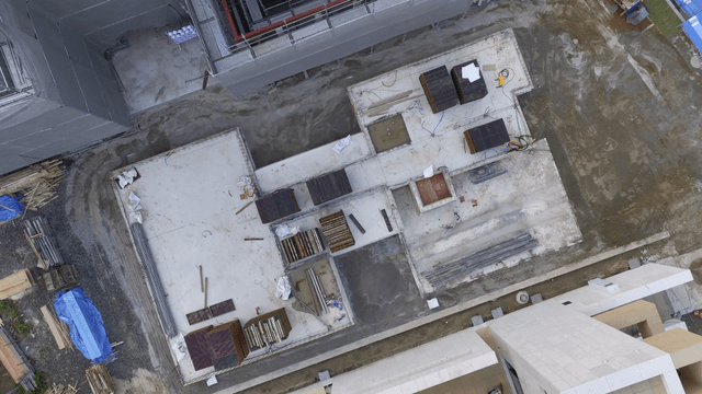 Construction site with building structures