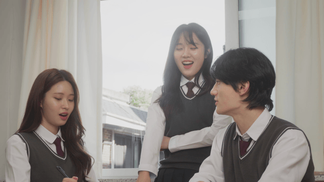 Students discussing together with joy