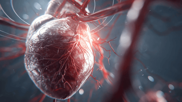Detailed view of a human heart with veins