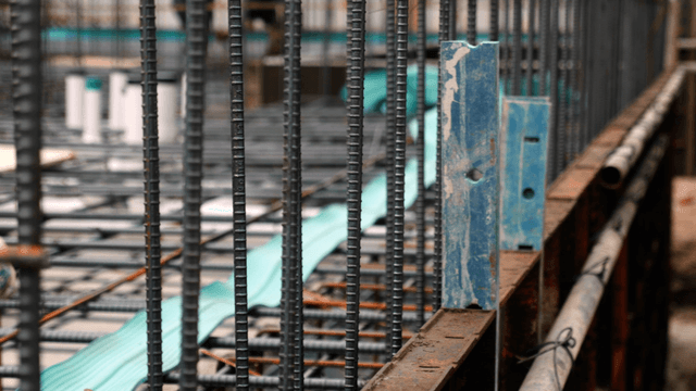 Steel bars at a construction site