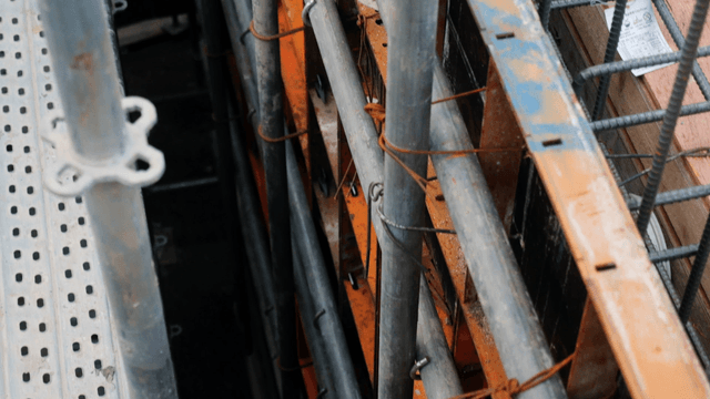Rebar structure at a construction site