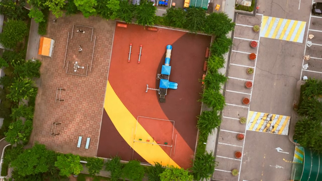 Colorful playground in an urban area