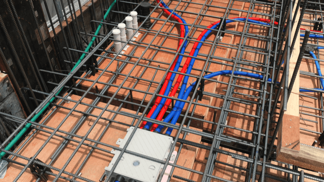 Electrical wiring setup on construction site