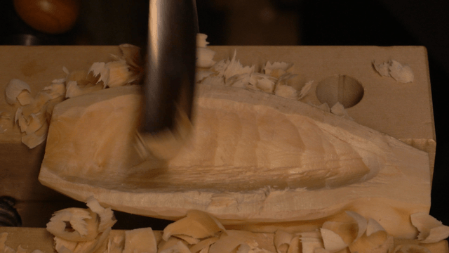 Wood carving process with detailed chisel work
