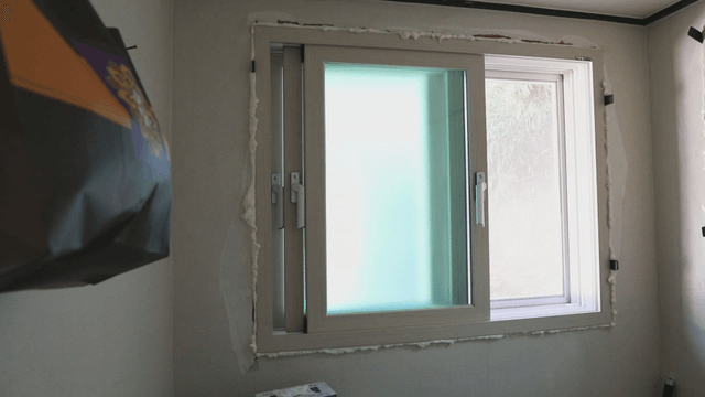 Newly installed window in a room