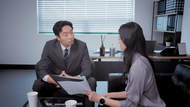 Office meeting with a focused discussion