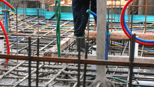 Concrete pouring at a construction site